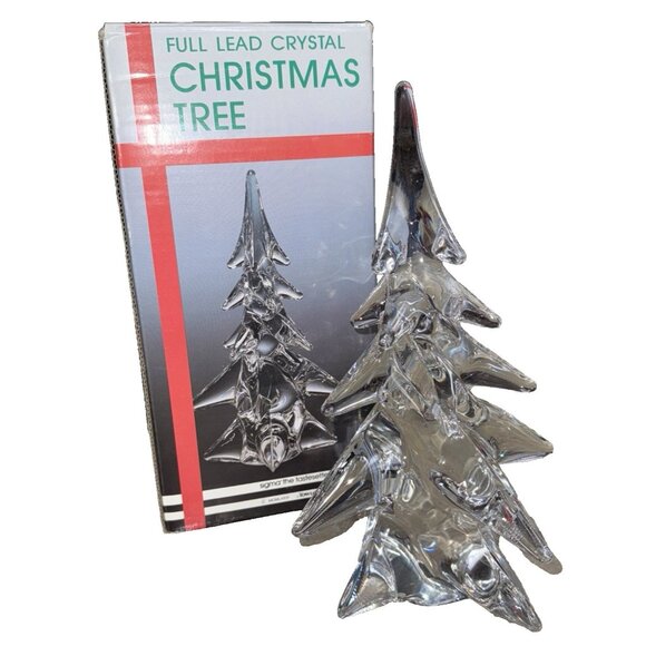 Vintage 1976 Sigma Full Lead Crystal Christmas Tree Made in Japan 10 in H. - Picture 1 of 9